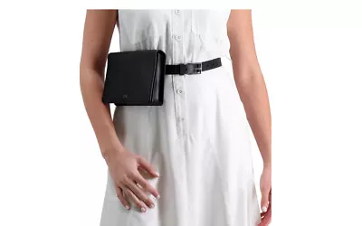 Calvin Klein Wide Flap Embossed Monogram Belt Bag Black Belt Size M - Image 1 of 4