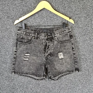Rip Curl Womens Shorts Size 10 Grey Denim Pockets Distressed Button Fly - Picture 1 of 8