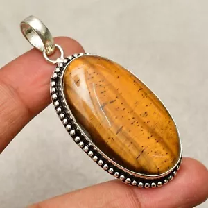 Tiger's Eye Gemstone 925 Sterling Silver Handmade Jewelry Pendant 2.20" - Picture 1 of 8