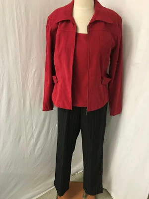 Traje de negocios para mujer Karin Stevens Petites 3 piezas rojo y negro talla 8P Foto 1 de 4