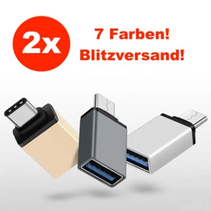 2 x Adapter USB C auf USB A 3.0 OTG USB-Stick für MacBook Samsung Xiaomi Sony - Bild 1 von 14