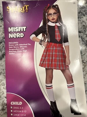 Disfraz de niña nerd inadaptada con medias de red pequeño 4-6 Foto 1 de 4