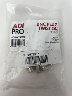 (10) ADI PRO Twist on BNC Male RG59 Connector For Analog CCTV Coax 0E-BNCT56PTP - Image 1 of 4