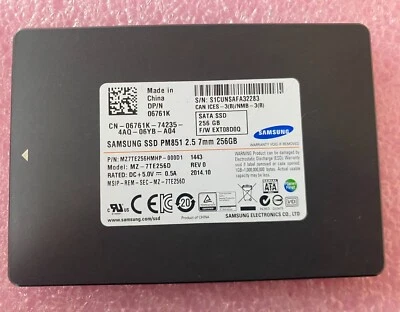 Samsung PM851 256GB MZ-7TE256D MZ7TE256HMHP-000D1 2.5" SATA Solid State Drive - Image 1 of 2