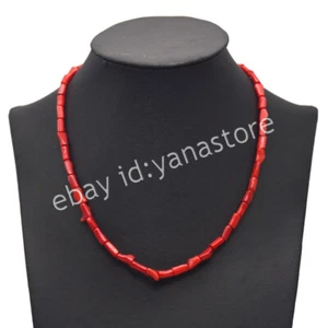 5x9mm Natürlich Rot Koralle Unregelmäßig Trommel Edelstein Perlen Halskette 18'' - Bild 1 von 8