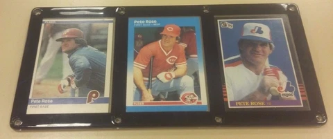 PETE ROSE 3 CARD PLAQUE CINCINNATI REDS PHILADELPHIA PHILLIES MONTREAL EXPOS HOF Cover