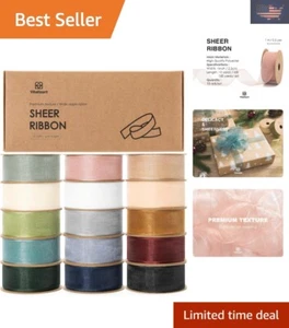 1" x 150Yd Organza Ribbon Mixed Color Sheer Ribbons Set 10 Yd x 15 Rolls Hand... - Picture 1 of 7
