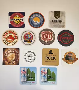 US Craft Brewery Coasters Mats (12) + Sticker Beer Artwork Colorado Arizona Utah - Picture 1 of 5