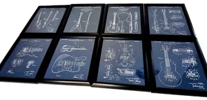 Guitar Patent Prints - Set of 8 - Framed-Fender 11.5" x 9.5" Gallery Wall/Table - Picture 1 of 15