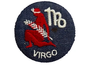 PARCHE VINTAGE SOL ZODIACO ASTROLÓGICO VIRGO SIGNO DE AGUA RND TELA DE MEZCLILLA neocurio - Imagen 1 de 4