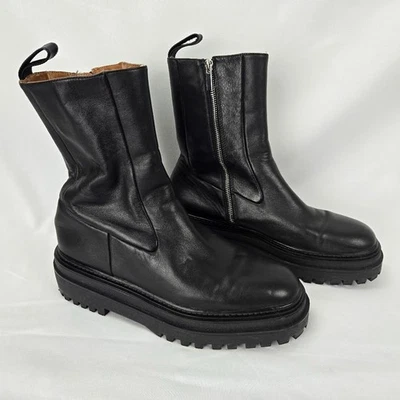 Bota para mujer Zara negra gruesa plataforma media pantorrilla cremallera talla EU 41 o talla US 9,5 Foto 1 de 4