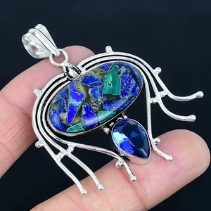 Ciondolo gioiello in rame lapislazzuli, pietra preziosa Iolite argento sterli... - Foto 1 di 5