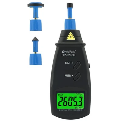 HOLDPEAK Digital Laser Contact Tachometer Photo 7.0-9999.9RPM Tach Meter Speed Gauge RPM