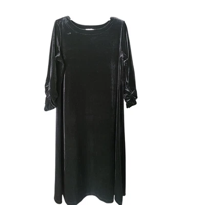 Susan Graver бархата Midi макси платье L Whimsey готики черный эластичной Cinch рукав - Изображение 1 из 4