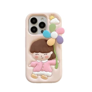 Linda funda de teléfono de silicona para niña molino de viento para iPhone 16 Pro Max/12/13/14/15 Plus - Imagen 1 de 10