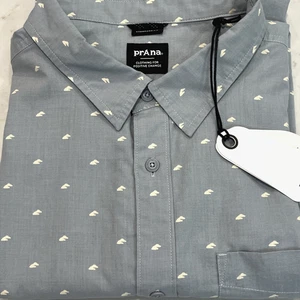 Prana NEW Tinline Shirt XXL Short Sleeve Quarry Cloud Slim Fit Organic Shirt - Picture 1 of 14