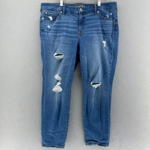 Torrid Distressed Cropped Jeans Plus Size Denim Ripped Blau Gr. 16R 38x25 Punk - Bild 1 von 11