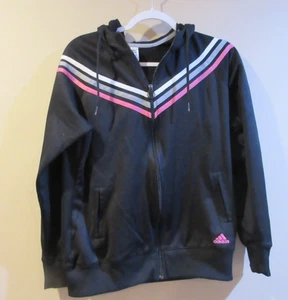 Sudadera con capucha retro Adidas para mujer mediana negra/rosa/gris cremallera completa - Imagen 1 de 3