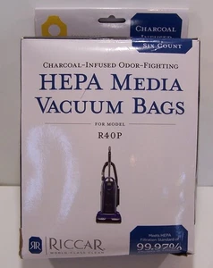 Original Riccar R40P anthrazit-infundierte HEPA-Medien 6 Beutel versiegelte Packung (RPHC-6) - Bild 1 von 3