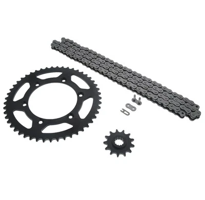 Cadena y piñón negro 13/49 520-112L 2001-2007 para Suzuki DR-Z250 sin junta tórica Foto 1 de 4