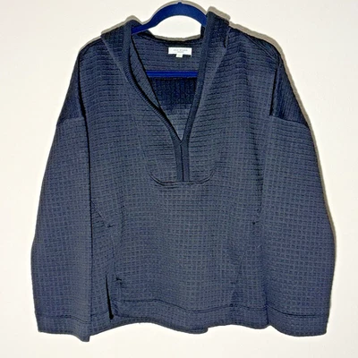 MAX STUDIO Sweater Hoodie Women's L Black Textured Long Sleeve Pullover - Image 1 of 4