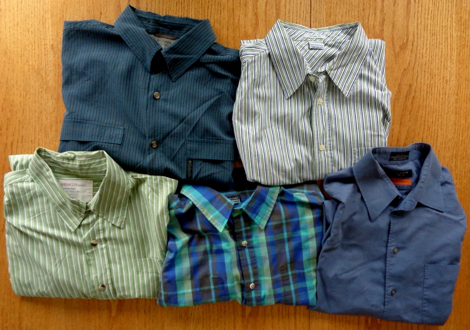 Lot of 5 Button-down Long Sleeve Dress Shirts Sz Large WRANGLER CLOUMBIA SPORTS - Image 1 of 1