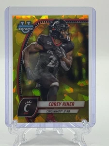 2024 Bowman University cromo #47 refractor amarillo Corey Kiner 20/75 - Imagen 1 de 2
