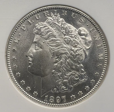1897-S Better Date Morgan Silver Dollar NGC MS 64 Brilliant White Coin! - Image 1 of 4