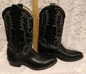 Western Cowboy Boots Sz 10D Black Oil Resistant Pointed Unbranded - Picture 1 of 9