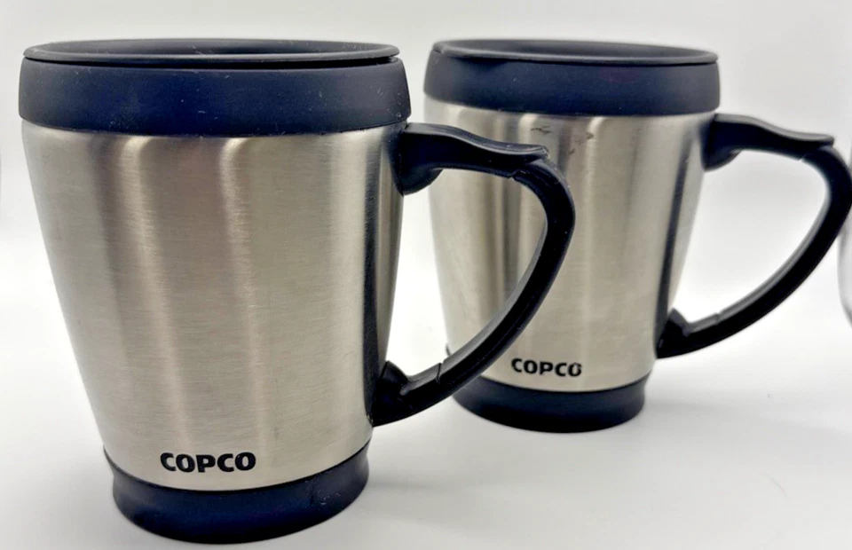 Taza de café Copco escritorio acero inoxidable mango fácil agarre 16 OZ juego 2 LEER Foto 1 de 4