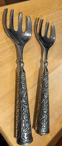 Insalata vintage stile tibetano argento forchette grandi CON PIETRE ALLA FINE 10"L - Foto 1 di 3