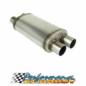 VIPER Muffler 2.5" Dual In/Out - 8" x 5" x 14" Long OVAL Megaflow 409SS X-Pipe - Picture 1 of 5