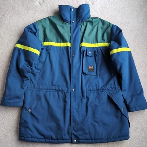 Helly Hansen Mens Jacket Sherpa Lined Winter Work Coat Reflective Hooded Blue M - Picture 1 of 23