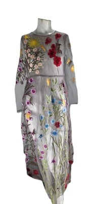 Vestido transparente de gaze bordado extravagante Blueoxy tamanho P algodão/poliéster - Imagem 1 de 4