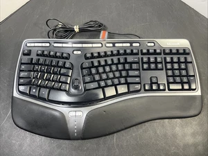 Microsoft Natural Ergonomic Black Keyboard 4000 v1.0 Wired TESTED Office Comfort - Picture 1 of 9