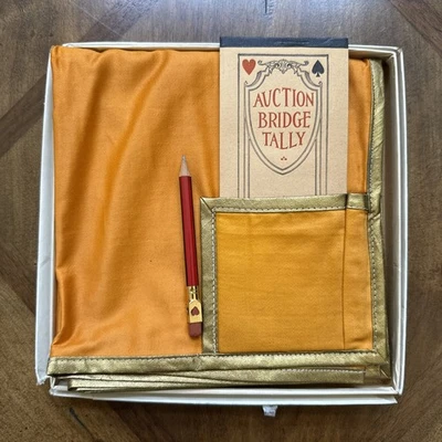 Vintage AUCTION BRIDGE TALLY SCORE PAD, Pencil & RUTLAND Card Table Cloth Cover - Image 1 of 4