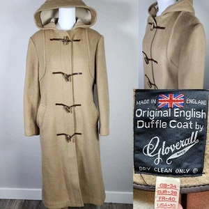 Vintage Gloverall Original English Duffle Coat Womens 10 Wool Camel Toggle Tan - Bild 1 von 20
