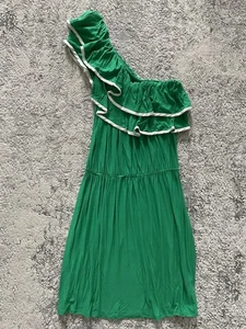 T Bags Los Angeles Green One Shoulder Ruffles Dress Size XS - Picture 1 of 11