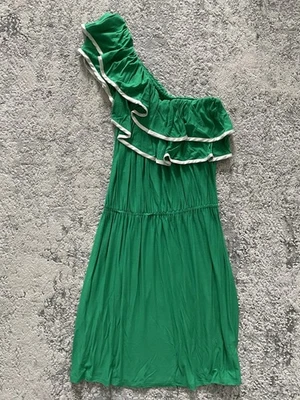 T сумки Лос-Анджелес зеленый одно плечо оборки платье размер XS - Изображение 1 из 4