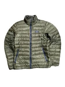 Patagonia Down Sweater Jacket Mens Small Olive Green Puffer Full Zip Insulated - Picture 1 of 8