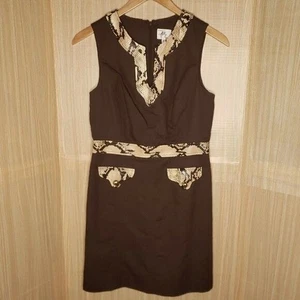 Milly Of New York Damen braunes Etuikleid mit Leder Schlangendetail 10 - Bild 1 von 7