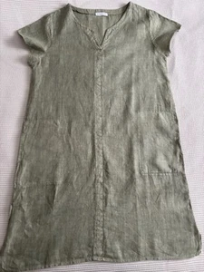 House Of Tweed Linen Shift Dress Pael Green Made In Italy One Size Lagenlook - Picture 1 of 8
