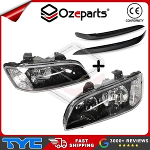 Set Pair LH+RH Head Light + Eyelids BLK For Holden VE Berlina Omega SV6 SS 06~10 - Picture 1 of 6