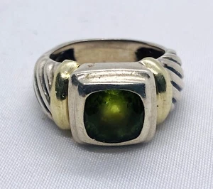 David Yurman Sterling Silber 925 14K Gold grüner Stein Größe 5,75 - Bild 1 von 8