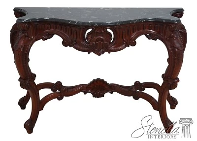 L63318EC: French Louis XV Style Marble Top Carved Base Console Table - Image 1 of 4