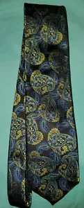 Paul Fredrick Paisley Black Tie 100% Italian Silk Hand Tailored EUC - Picture 1 of 3