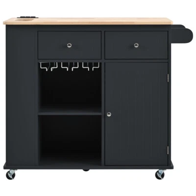 Large Kitchen Island with Drop Leaf, Power Outlet, Rolling Cart on 5 Wheels - Image 1 of 4