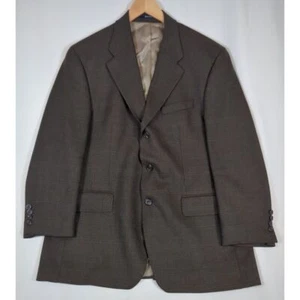Chaps Ralph Lauren Wool Blazer Men 42R Brown Windowpane Lord & Taylor Sport Coat - Picture 1 of 15