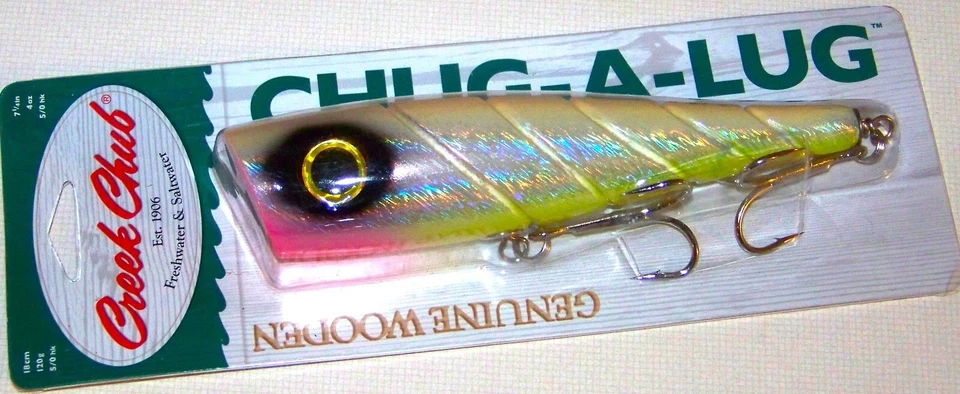CREEK CHUB WOOD CHUG-A-LUG, 7-1/4", 4 OZ., SEÑUELO BIG GAME, DESCONTINUADO Foto 1 de 1