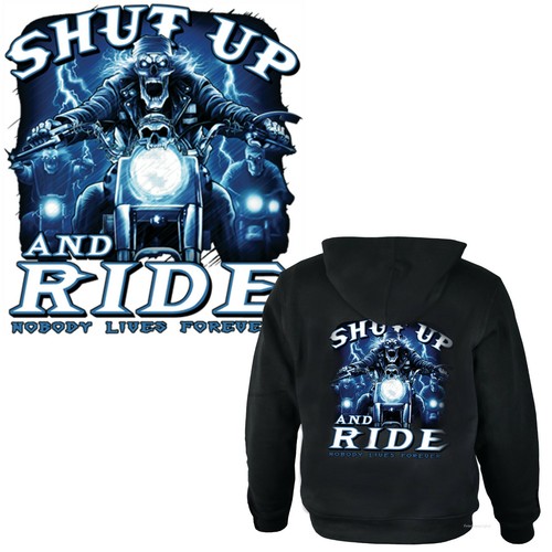 SACAI Felpa con cappuccio motivo motociclista felpa chopper stile motociclista USA motto frase *4140 nera
